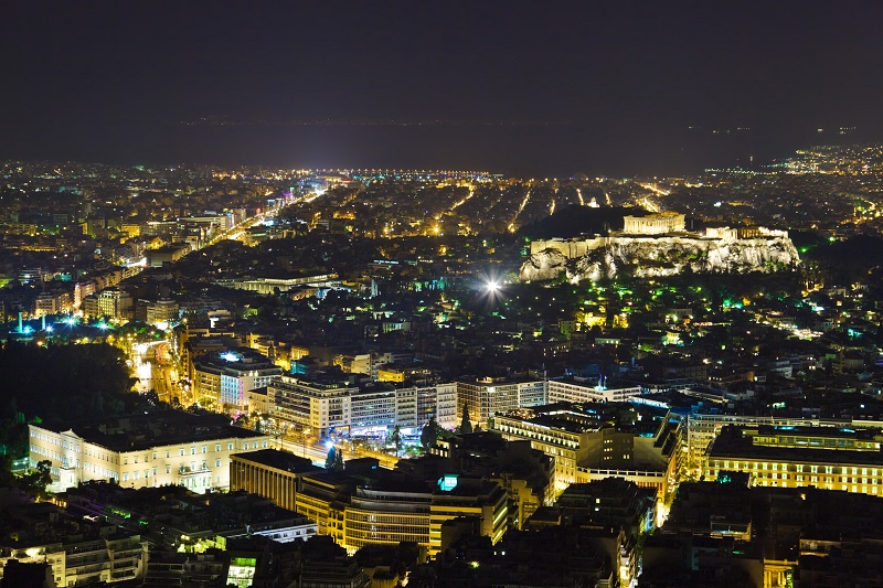 Cidade de Atenas de noite Cidade de Atenas de noite