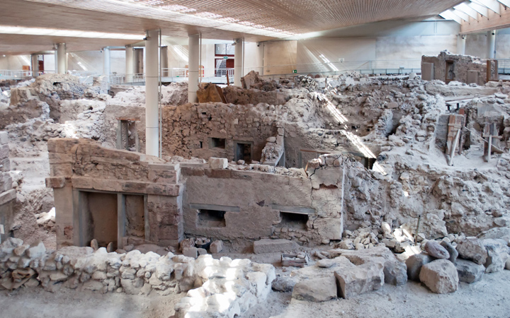 Sítio Arqueológico de Akrotiri em Santorini Sítio Arqueológico de Akrotiri em Santorini
