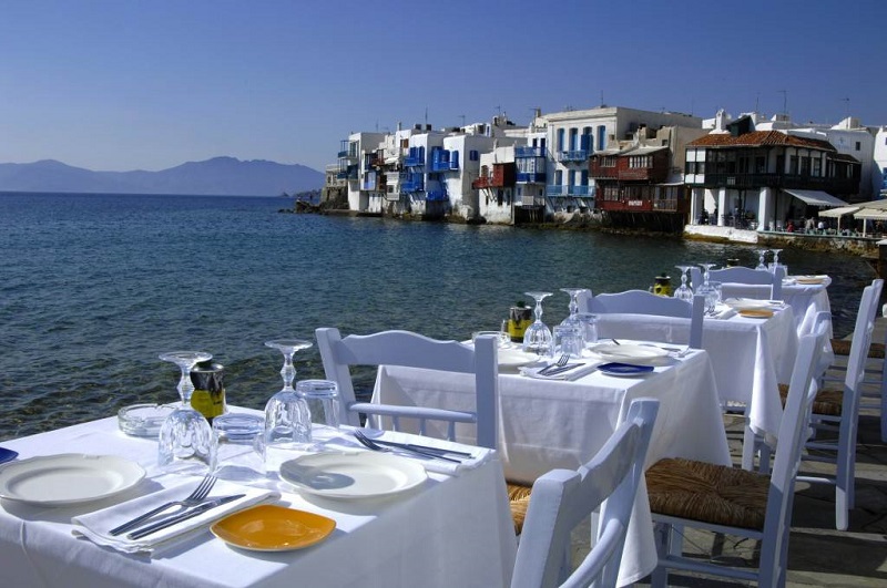 Restaurante na ilha de Mykonos Restaurante na ilha de Mykonos